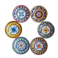 Lot de vaisselle en céramique bohème en gros – Petits bols à sauce, assiettes rondes pour dessert, gâteau, apéritif – Idéal pour la maison, les boutiques et les restaurants