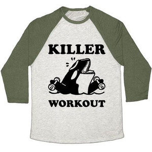 Camiseta de béisbol unisex Tri-Blend de Killer Workout (Orca) - Product Image 4