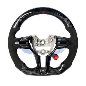Volante de fibra de carbono negro con base y alcántara para Hyundai Elantra <span class=keywords><strong>N</strong></span> I30 <span class=keywords><strong>I20</strong></span> 2019 2020 2021 2022 <span class=keywords><strong>2023</strong></span> 2024 2025 - Product Image 1