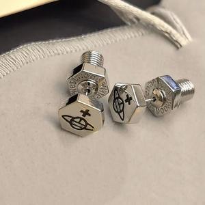 Fashion Empress Dowager Vivienne Punk Screw Saturn <b>Earrings</b> Silver/Gold Plated Zircon Exquisite Couple <b>Earrings</b> - Product Image 1