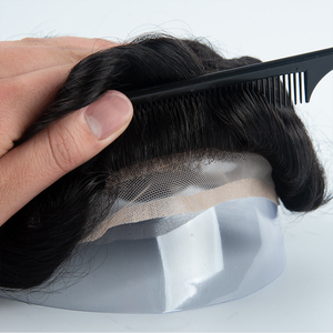 Prothèse capillaire pour homme en cheveux naturels noirs, avec dentelle suisse complète et nœuds frontaux décolorés - Product Image 4