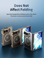 Étui de téléphone magnétique transparent électroplaqué pour iPhone Duo Flip pliable, en PC rigide antichoc avec protection d'écran en verre