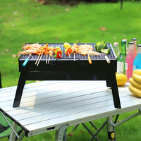 Barbecue pliable en acier noir pas cher, mini barbecue portable pour pique-nique, petit barbecue au charbon de bois pour le camping en plein air