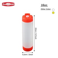 Distributeur de condiments en plastique PE de qualité alimentaire 16 oz avec logo personnalisé pour restaurant et cuisine, pour chili, ketchup, vinaigrette, avec bouchon à vis FIFO