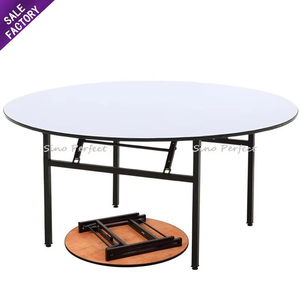 Chất lượng tốt bán buôn ván ép tròn gấp bàn ăn giá rẻ sự kiện đám cưới khách sạn bàn tiệc để bán - Product Image 1