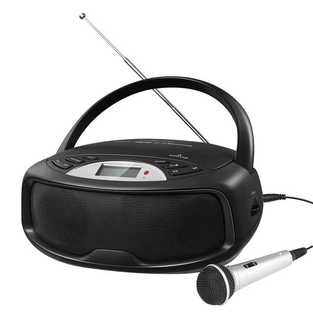 Portable CD Player Boombox With AM FM Radio Karaoke USB Stereo Speakers MP3 Playback 3.5mm AUX Input Headphone Jack