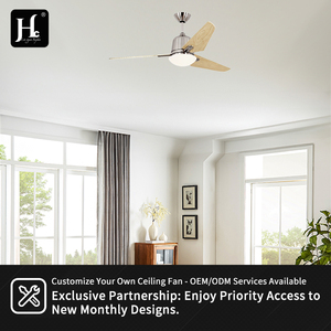 Modern golden LED ceiling fan with 3 solid wood blades and 6-speed remote control noise free DC motor for living room use - Product Image 5
