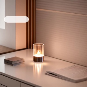 Xinhuiyuan Solar <b>Teacup</b> Lamp Reddish Brown Led <b>Candle</b> Light Inductive Switch Bedroom Ambient Home Decor - Product Image 1