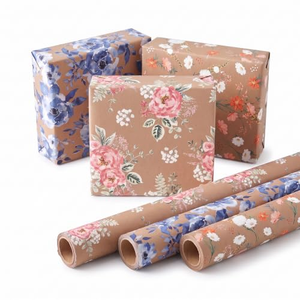 Papier d'emballage kraft personnalisé 80GSM avec logo et image imprimés, papier d'emballage cadeau kraft - Product Image 1