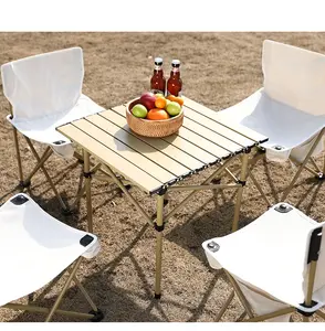 Set Kursi Taman Portabel Luar Ruangan, Kursi Lipat Bangku Aluminium untuk Perjalanan Berkemah Piknik
