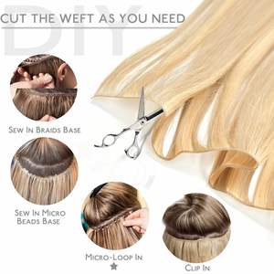 Factory Direct Remy Hair Super Double Drawn Body Wave Genius Weft Hair Extension 14A Honey Blonde Human Hair Genius Weft Bundles - Product Image 4