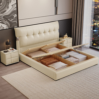Modernes Lederbett mit Stauraum und Kiefernholzrahmen Umweltfreundliches Design für Schlafzimmer, Villen & Apartments