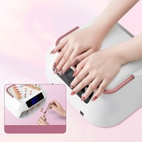 Sèche-ongles électrique portable 2-en-1 en plastique 218W, lampe UV LED X60 rechargeable sans fil avec repose-main