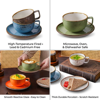 Ensemble tasse et soucoupe à café Kingze 250 ml, imprimé personnalisé, effet moucheté, marque privée, en porcelaine, pour restaurant et hôtel