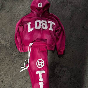 Custom Men's Distressed Embroidery Patch Embroidery Fashion Street 100% Cotton Loose Soft Acid Wash <strong>Tracksuits</strong> - Product Image 3