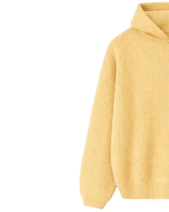 Buy <b>Mens</b> Yellow Ribbed Knit Hoodie Sweater Winter Warm Pullover Long Sleeve Yellow Casual Streetwear Knitwear Soft Cozy Top - Product Image 2
