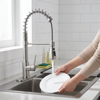 Robinet de cuisine monocommande moderne en laiton, flexible, à ressort, à montage sur plan, avec douchette extractible