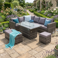 Ensemble de canapés de jardin modernes en rotin et aluminium, confortables, résistants aux intempéries et aux UV, durables, 9 places, pour parc et patio