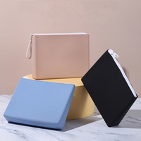 Tas Kosmetik Perjalanan Ramah Lingkungan untuk Wanita, Kantong Kemasan Kecil dengan Ritsleting, Bahan PU dan Katun yang Modis, Gaya Pola Logo