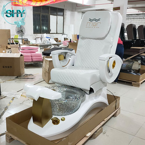 <span class=keywords><strong>Chaise</strong></span> moderne de pédicure en cuir <span class=keywords><strong>beige</strong></span> et <span class=keywords><strong>or</strong></span> pour le bain des pieds, mobilier de salon d'onglerie de couleur personnalisée, spa avec massage - Product Image 5