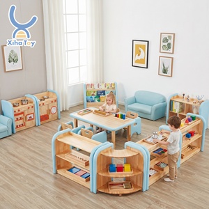 Juego <span class=keywords><strong>de</strong></span> Muebles <span class=keywords><strong>de</strong></span> Madera Montessori para Niños Pequeños, con Bordes Suaves, para Preescolar, Guardería, Jardín <span class=keywords><strong>de</strong></span> Infancia, Mesa, Estante, Ambiente Completo - Product Image 1