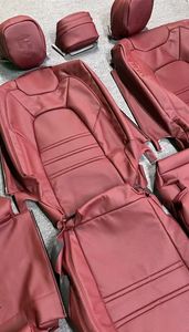 Fabricante venta naranja Nappa cuero coche <span class=keywords><strong>Interior</strong></span> asiento cubre acolchado bordado personalizado para Porsche 718 911 Cayman - Product Image 5