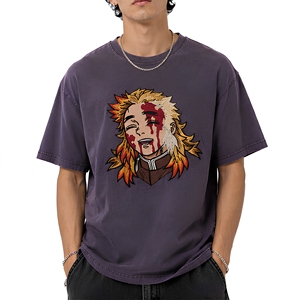 เสื้อยืดโอเวอร์ไซส์ผู้ชาย ลายปักตัวการ์ตูนอนิเมะ แขนสั้น คอกลม ผ้าฝ้ายลำลอง ดีไซน์ลายด้านหน้าและด้านหลัง - Product Image 1