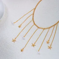Chaîne de jambe Rinhoo d'été sexy plaquée or avec étoile de mer et pampilles pour femme, chaîne de cuisse longue multicouche en zircon scintillant, bijou de corps