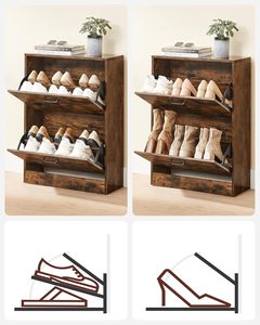 <span class=keywords><strong>Meuble</strong></span> à chaussures moderne en panneaux de particules avec portes battantes, armoire de rangement en <span class=keywords><strong>bois</strong></span> pour entrée, couloir, salon, mobilier de maison - Product Image 3