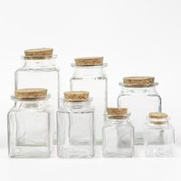 Bocaux en verre transparents carrés à petite ouverture de 50 ml, 200 ml, 300 ml pour le stockage alimentaire (assaisonnements, céréales, légumineuses, noix) avec bouchon en liège
