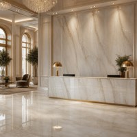 Dalle de pierre frittée polie Rovni White Jade 1800x3200 avec veinage doré pour comptoir, mur, sol et projets d'aménagement intérieur commercial