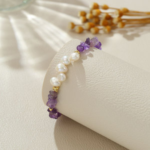 Pulsera de Oro con Perlas Naturales de Agua Dulce Irregulares de Tres-Siete Agujeros, Cristal y <span class=keywords><strong>Jade</strong></span>, Estilo Barroco, Joyería Versátil al por Mayor - Product Image 5
