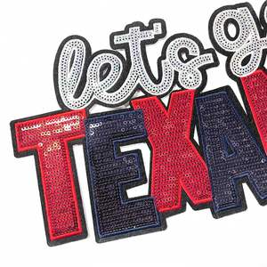 Patch brodé thermocollant en chenille et sequins, grande taille 28cm/11inch, motif 49ERS Let's Go Cowboy Sport Game, pour T-shirts et sweats à capuche - Product Image 3