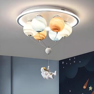 Lampada da <span class=keywords><strong>Soffitto</strong></span> LED Moderna a Tema Pianeti e Cartoni Animati per Cameretta Bambini, con Mongolfiera e Piccolo Astronauta - Product Image 4