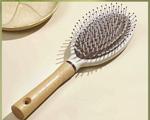 Cepillo de Pelo Compacto y Portátil, Antiestático, Iónico, de Madera y Nailon, con Forma Ovalada, para Masaje del Cuero Cabelludo, para Mujeres, Peluquería - Product Image 2