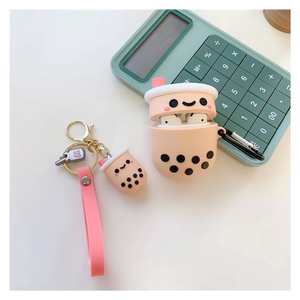 Chinesische Fabrik Cartoon PVC Mini-Schlüsselanhänger Niedliche Boba-Milchtee-Flasche Kawaii Silikon-Accessoires Schlüsselanhänger - Product Image 1