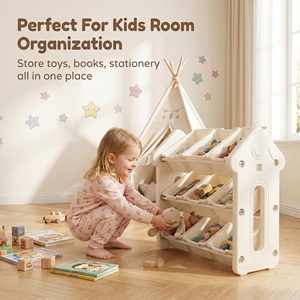 Étagère <span class=keywords><strong>de</strong></span> <span class=keywords><strong>rangement</strong></span> en forme <span class=keywords><strong>de</strong></span> <span class=keywords><strong>maison</strong></span> pour enfants, 9 compartiments, grande capacité, support épaissi pour chambre, salle <span class=keywords><strong>de</strong></span> classe, crèche - Product Image 2