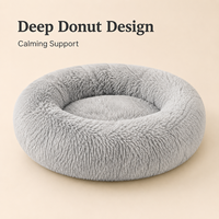 Coussin rond coloré pour animaux de compagnie, pour chats et chiens, avec un centre profond et moelleux pour le sommeil quotidien