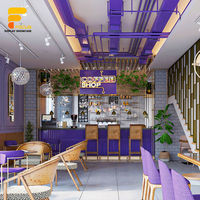 Décoration Bubble Tea Bois Comptoir Fast Food Table et Chaises Café Mobilier Aménagement Intérieur Salon de Café