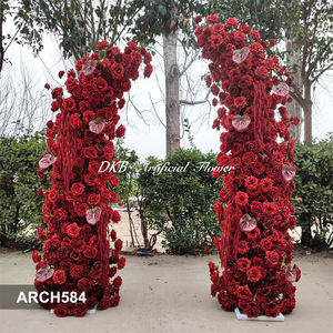 Arco de Flores Artificiales Realistas al por Mayor para Decoración de Bodas, Rosas de Seda de Alta Calidad, Hortensias, Color Rojo, Tamaño Personalizable - Product Image 2