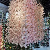 Guirlanda de Flores de Cerejeira Artificial, Guirlanda de Flores de Seda Falsa, Rosa, Branca, Decoração de Casamento