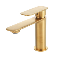 Robinet de lavabo monotrou à la mode italienne, style moderne, sortie d'eau chaude et froide à poignée unique, avec noyau en céramique en laiton