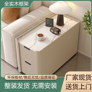 Modern Console <b>Table</b> 30cm Wide Solid Wood With <b>Marble</b> Top Storage Drawer For Living Room Sofa <b>Side</b> Use - Product Image 5
