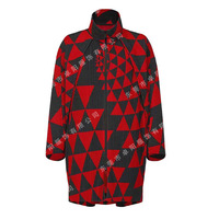 Manteau Trench Plissé Homme Nouvelle Collection Automne Série HP à Motif Triangle Col Montant Zippé 100% Polyester Commerce Extérieur