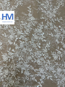 New <span class=keywords><strong>2025</strong></span> Hoa Thêu Thiết Kế Nặng Beading Ren Vải Ren Trắng Cho Váy Cưới - Product Image 4