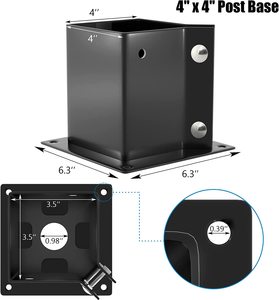 Pas <span class=keywords><strong>de</strong></span> fouille 4x4 <span class=keywords><strong>poteau</strong></span> d'ancrage support carré boulonné poste Base acier personnalisé ISO noir vis au sol <span class=keywords><strong>poteau</strong></span> ancre ODM OEM Surealong - Product Image 4