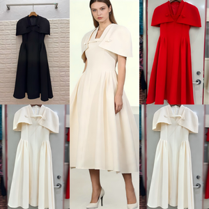 Nouvelle Arrivée OEM ODM <span class=keywords><strong>Robe</strong></span> Midi Élégante à Manches Cape Personnalisée Ivoire Coupe A-line pour Femmes, Idéale pour Mariages et Cocktails - Product Image 2