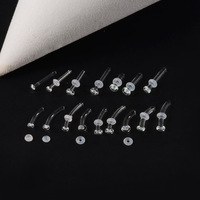 Transparenter Glas-C-förmiger L-förmiger gebogener Stab Unsichtbarer Nasenstecker Ohrknorpel-Piercing Bauchnabelpiercing Unisex