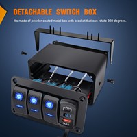 Kotak Sakelar Rocker 4 Gang 12V 24V On-Off QC3.0 Pengisi Daya USB Voltmeter Logam 20A