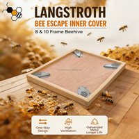 Couverture intérieure de ruche Langstroth en bois de sapin avec 4 échappements métalliques pour abeilles, 30 mm de trous de ventilation, conception unidirectionnelle